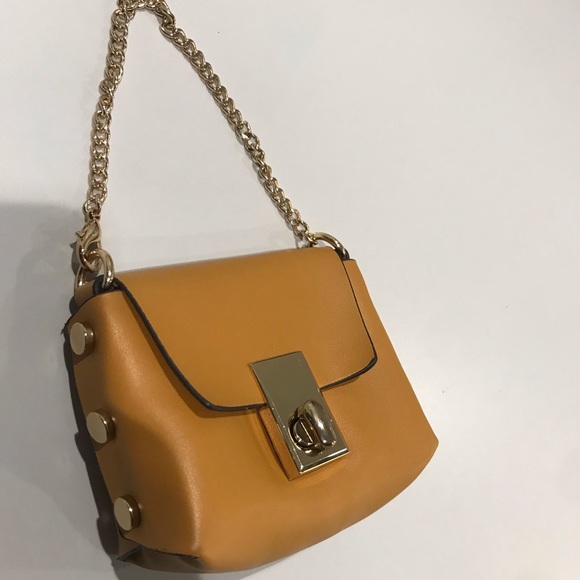 Leather Mini Purse with Gold-Toned Chain Handle | EUC - Picture 2 of 8